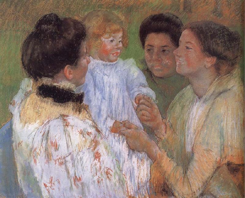 Mary Cassatt Women complimenting the child oil painting picture